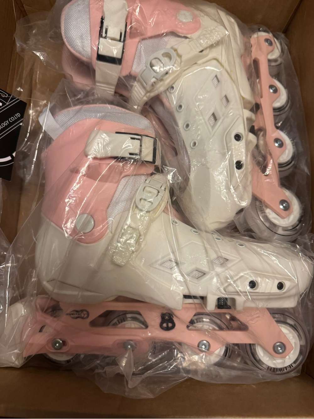 Kids Adjustable Pink and White Inline Skates - Classic Comfort